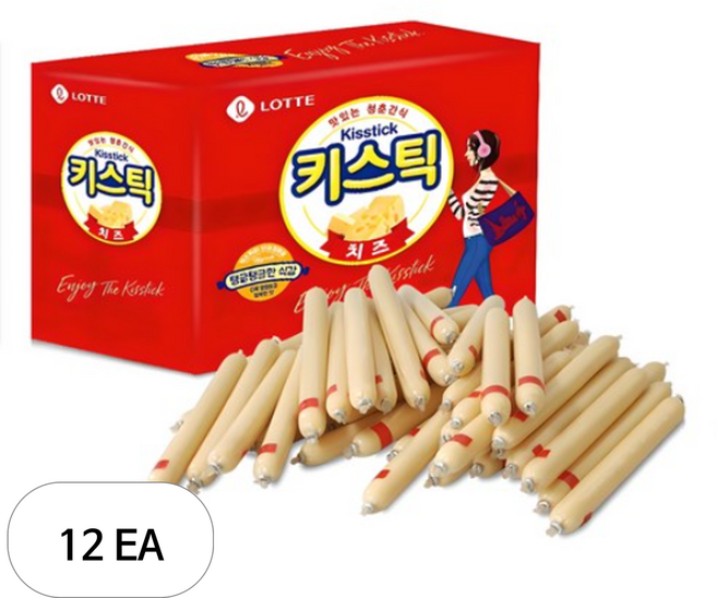 롯데햄 키스틱 롯데제과 청춘간식 체다치즈맛, 1.5kg, 12개
