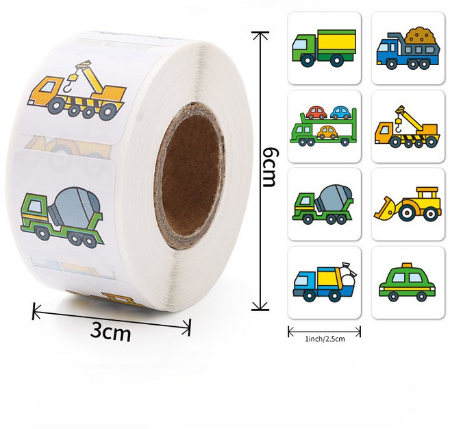 6종 중장비 자동차 비행기 스티커, 1개, S695 트럭레미콘