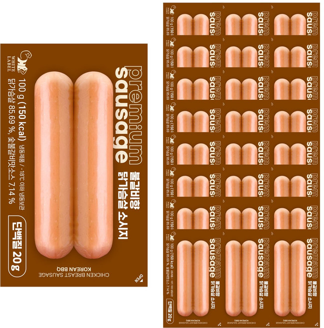 헬스앤뷰티 저당 닭가슴살 소시지 15+10 (총 25팩), 100g, 25개, 불갈비향