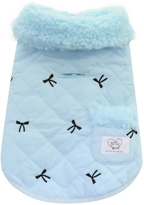 유앤펫 리본 패딩 중형견 대형견옷, 1개, 스카이블루