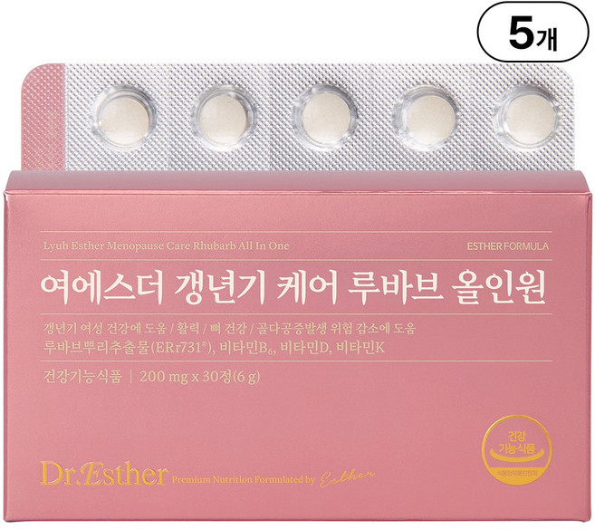 본사직영 여에스더 갱년기 케어 루바브 올인원 루바브뿌리추출물, 5개, 30정