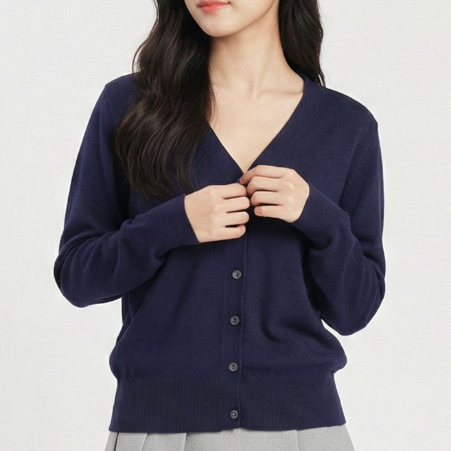 바이로이 소프트터치 여성 모달 브이넥 긴팔 니트 가디건