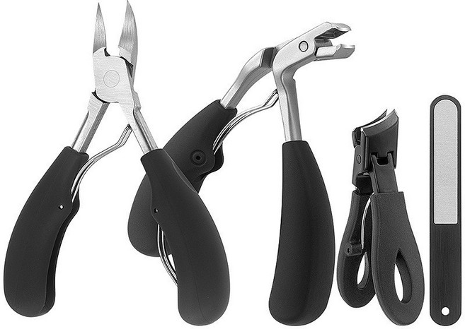 두꺼운 손 발톱깎이 날림수납형 내성발톱 깎이, 4개, 블랙