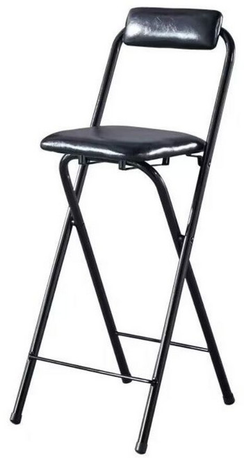 가죽쿠션 접이식 의자 홈바의자 1인용 체어 바체어 높은의자 카페, 1개, F. 블랙가죽커버(시트높이60cm)