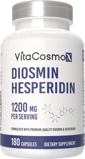VitaCOS 코스moX Diosmin 헤스페리딘 1200mg 복합체 180캡슐 시트러스 바이오플라보노이드 풍부한 과일 추출물 100% 채식주의자 GMO 프리 및 글루텐, 1개, 180정 - 쿠팡