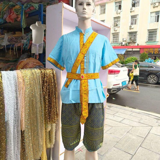 태국 전통의상 남성 여름 하객 남자 의상 투어 코스튬 티셔츠 동남아 옷 라오스 복장