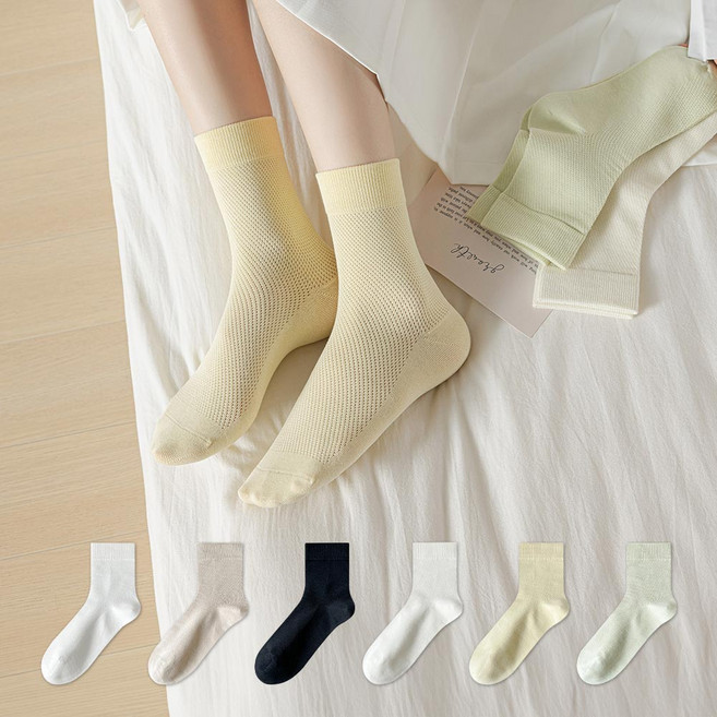 수스존 순면 100 여성 무봉제 사계절 메쉬 양말 6켤레 세트