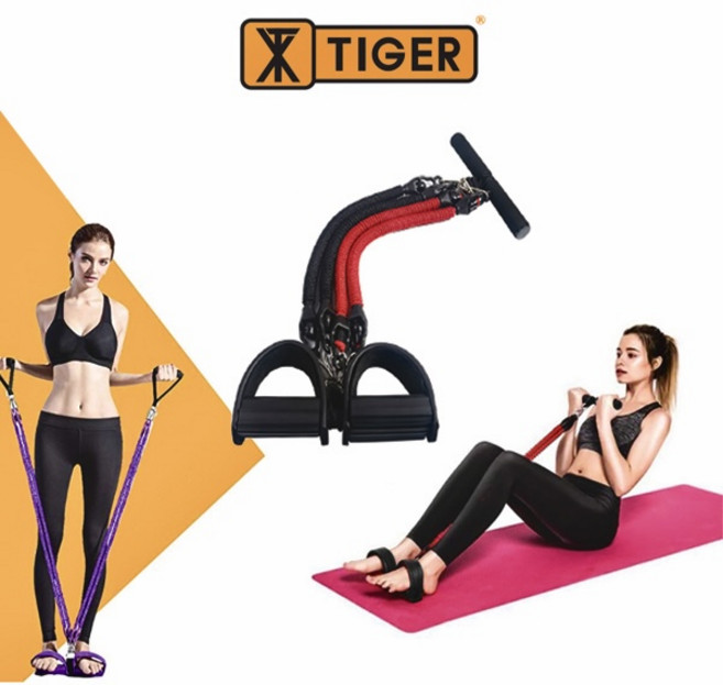 엑스타이거 홈트 전신운동 라텍스 저항밴드 튜빙밴드 페달 세트 (XT-40), Red 20lb 2개+Black 30lb 2개, 1개