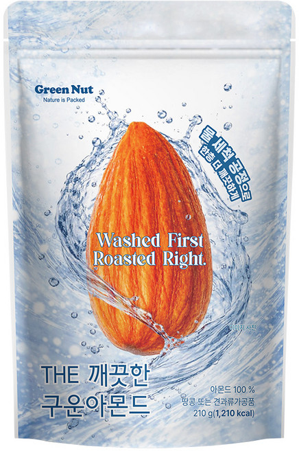 The 깨끗한 구운 아몬드 210g 세척아몬드, 단품, 단품