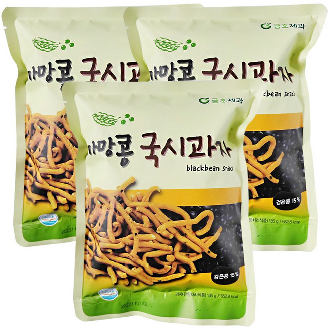 금호제과 까망콩 국시 과자, 135g, 3개