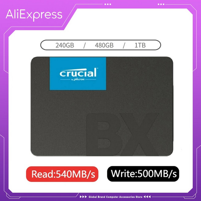 Crucial 데스크탑 노트북용 내장 솔리드 스테이트 드라이브 하드 디스크 SSD BX500 240GB 480GB 1TB 3D NAND SATA 25 인치 최대 540 MBs, 없음, 1)500GB