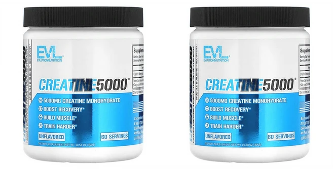 에볼루션 뉴트리션 크레아틴 5000 파우더 미국 Evlution Nutrition Creatine 5000 Unflavored 60회분 300g x 2팩 (총120회분), 2개 - 쿠팡