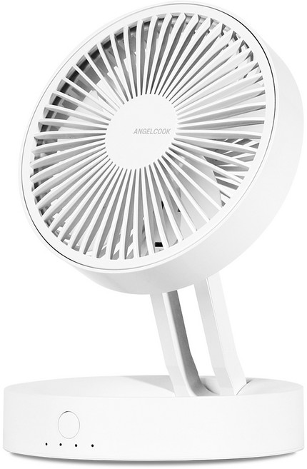 엔젤쿡 BLDC 무선 라운드 접이식 선풍기 서큘레이터 캠핑 탁상형 선풍기 파우치 포함, AGC-TC1003WH