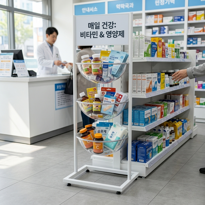 한진온 3단 반구 진열대 스탠드 투명 아크릴 철제 프레임 매장 430X380X1240mm, 1개, 화이트