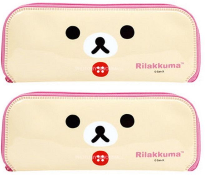 리락쿠마 예쁜 수저케이스 얼굴, 핑크, 2개
