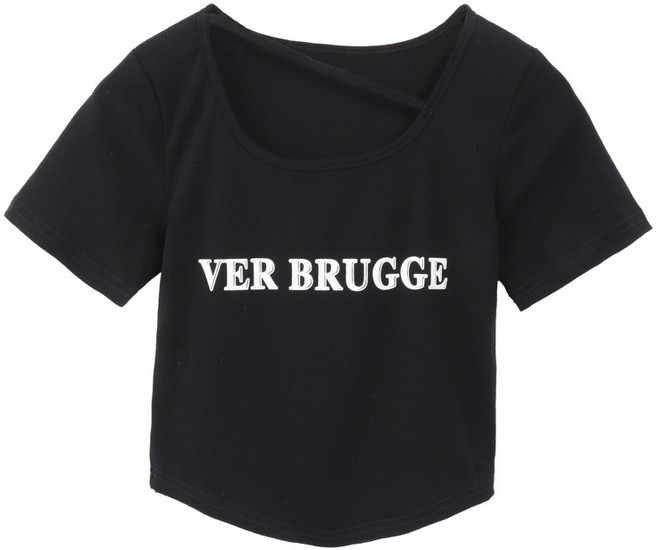 VER BRUGGE 不規則短袖T恤, 黑色