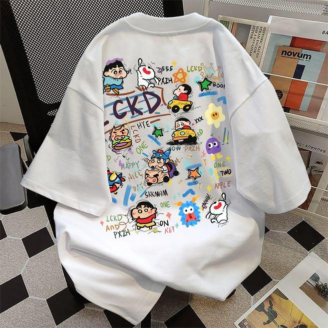 DODOLU 2025 신짱구 캐릭터 프린팅 쿨 반팔 티셔츠