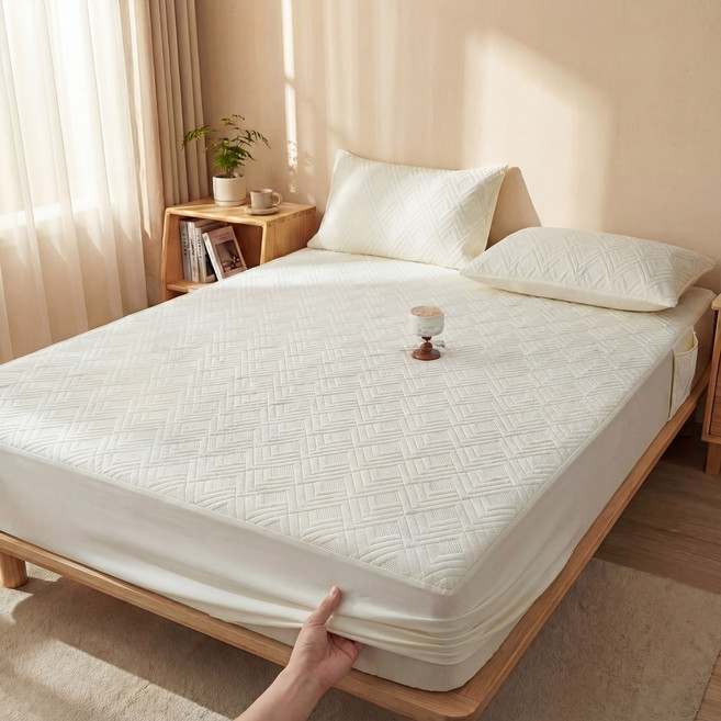 Roomxyd 매트리스커버 사계절 침대커버 항균 진드기방지 침대방수패드 사이드 포켓