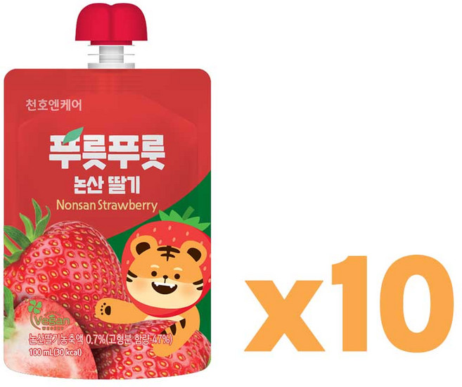 천호엔케어 푸릇푸룻논산딸기 어린이청소년건강, 10개, 100ml