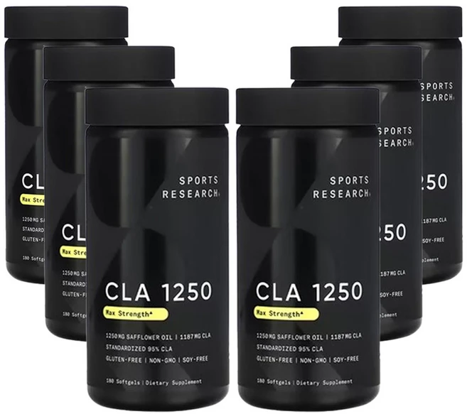 스포츠리서치 CLA 1250 최대 효능 1 250mg 소프트젤 180정, 6개 - 쿠팡