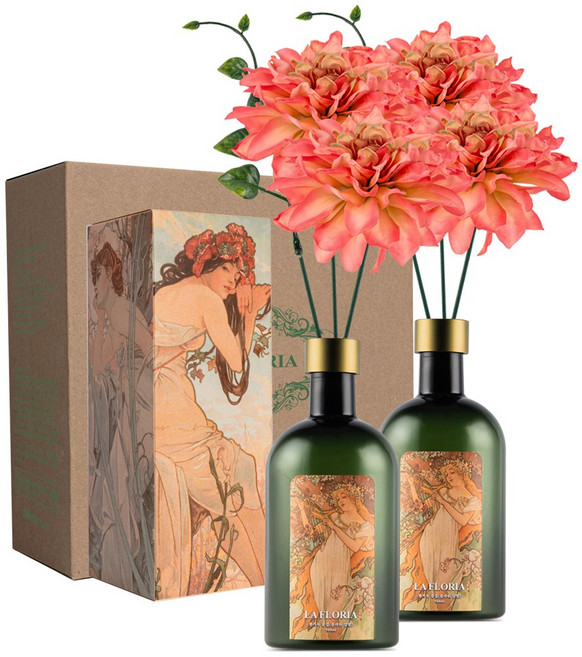 라플로리아 꽃 디퓨저, 2개, 500ml, S2한가득꽃집향/B3달리아L12/레드