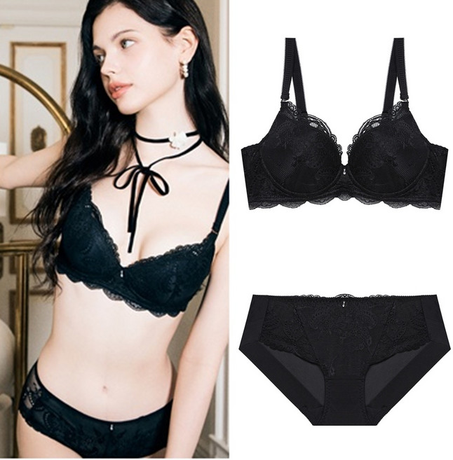 [에블린]NEW 블린 노와이어 브라+헴팬티_EBBRF2315M_EBWQF2310M (블랙)