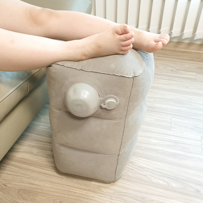 나은리빙 사무실 책상 발받침 대 기내용 차량용 에어발쿠션 에어 발받침대, 에어펌프형 3단 발받침 그레이