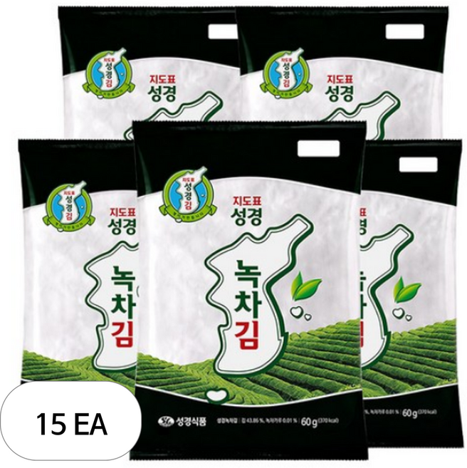 성경식품 성경 녹차김, 60g, 15개