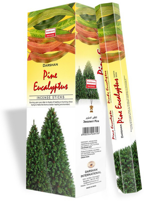 다르샨 인센스스틱 6팩 세트 120개입, 파인 유칼립투스