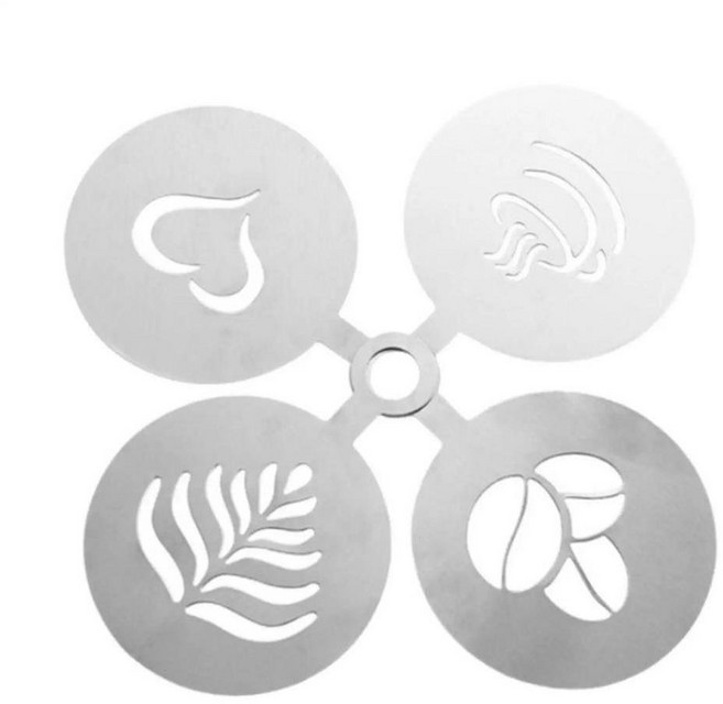 손잡이 금속 커피 스텐실 카푸치노용 라떼 아트 예술적 도구, 1. 은 × 1개, 1개