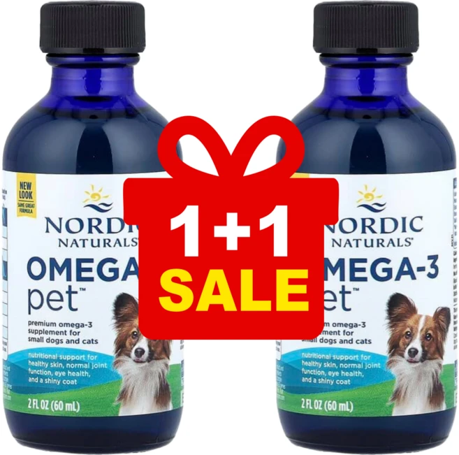 [1+1] 노르딕내추럴스 오메가3 애완동물 작은 강아지 및 고양이용 60ml / 해외직구 미국정품, 2개 - 쿠팡