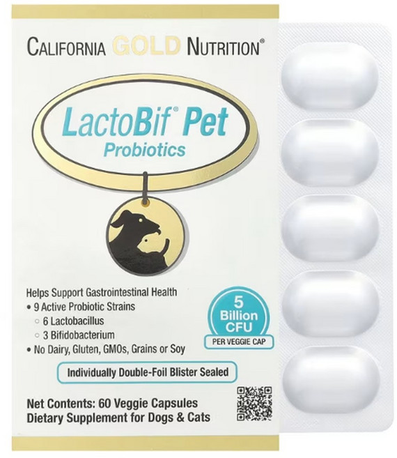 캘리포니아골드 고양이 유산균 강아지 유산균 락토비프 프로바이오틱스 50억 60캡슐, 60정, 장건강/유산균, 1개