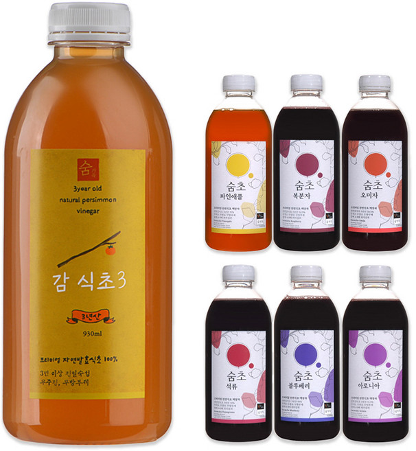 숨가득 3년 자연 숙성 감식초 숨초 과일 시리즈 / 숨초 파인애플 복분자 오미자 석류 블루베리 아로니아 전통장인의 항아리 숙성 천연식초, 숨초_아로니아, 1개, 1L