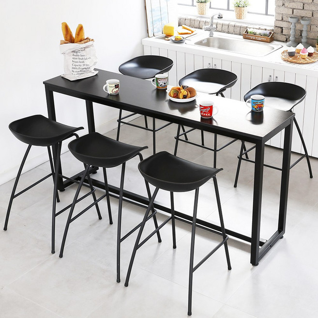 THEJOA [더조아] 홈바테이블 높은테이블 카페 인테리어 아일랜드식탁 홈바테이블 콘솔, 1800블랙