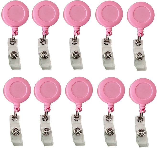 다용도 사원증 신분증 릴홀더 오피스 명찰 테이프 걸이, 10개, 핑크