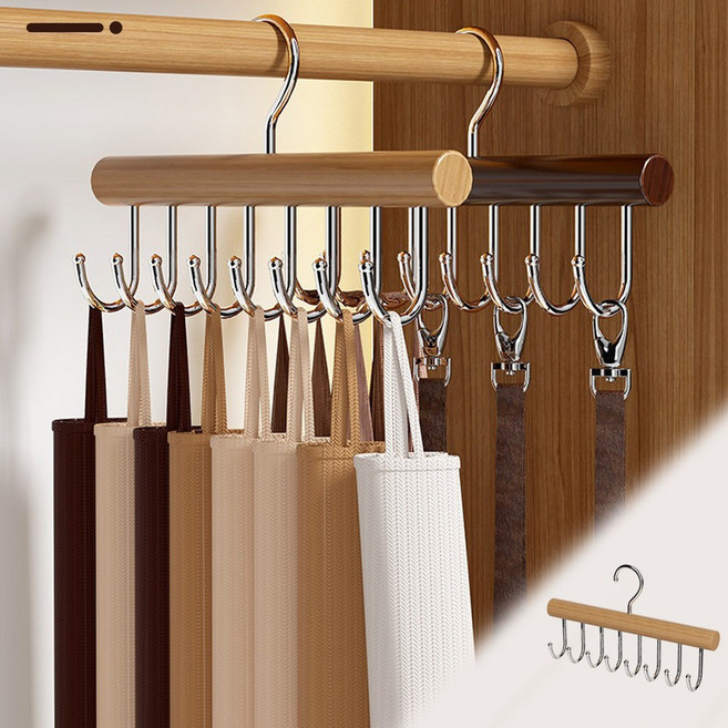 회전 원목 모자걸이 벨트 넥타이 가방정리 옷장 공간활용, 2개, 브라운