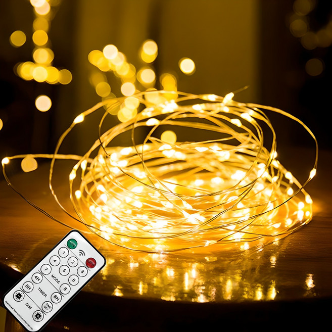 홈데코 LED USB 감성조명 와이어 전구 100구 + 리모콘, 전구색, 10m, 1개