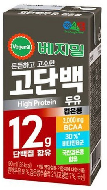 베지밀 고단백두유 검은콩 190mlx32팩, 190ml, 32개