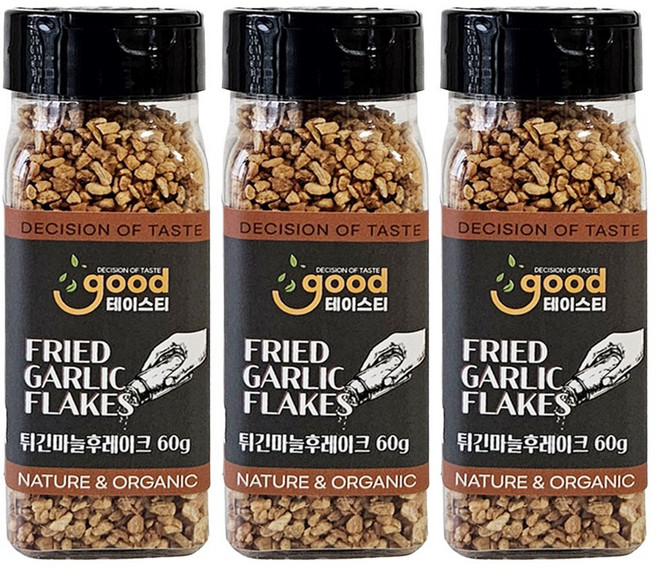 굿테이스티 튀긴마늘 후레이크 60g 갈릭 마늘칩 플레이크 튀김 토핑 향신료 시즈닝, 3개