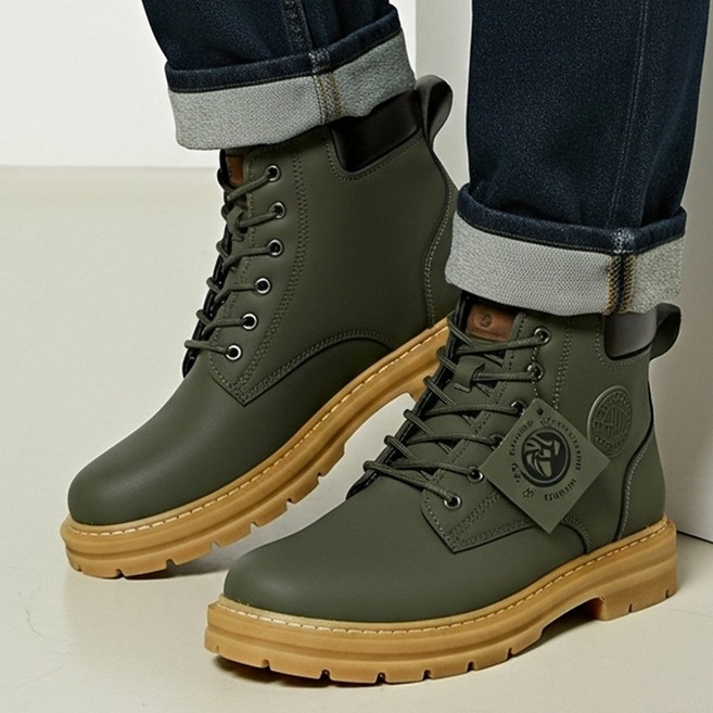 에스비피 남성 키높이 4.5cm 캐주얼 워커 하이탑 미들 통굽 작업화 웰트화 부츠