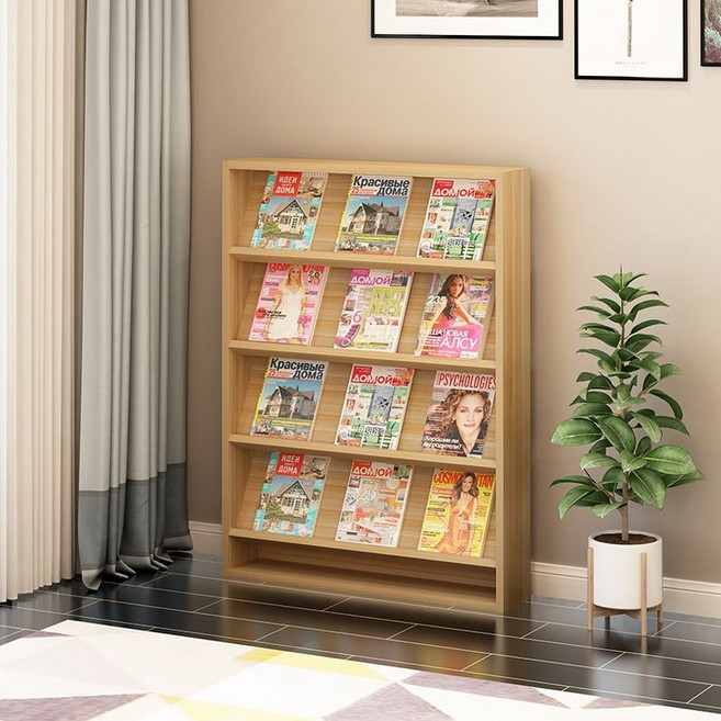 선반 스탠드 잡지꽂이 잡지진열대 원목 대형 카달로그 전시대, 4단 60cm