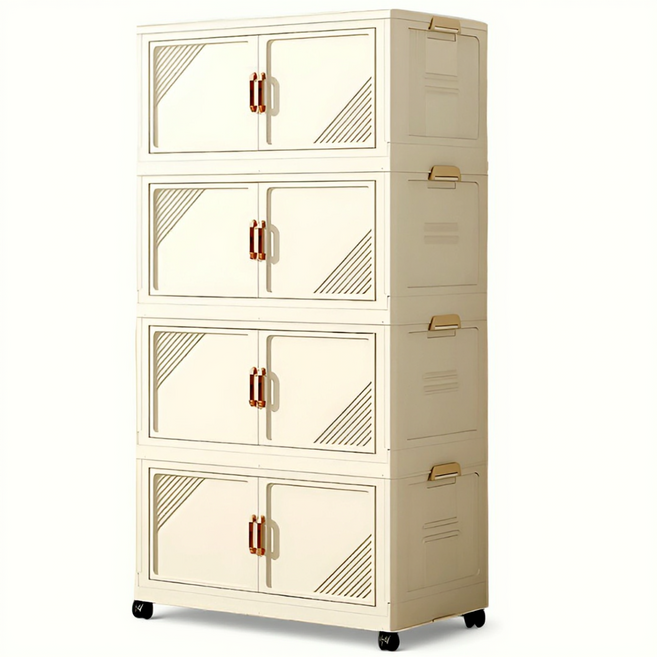 심플리앙 불투명 대용량 접이식 폴딩 리빙박스, 베이지, 4개