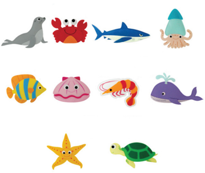 펠트 찍찍이 교육자료 (바다생물 10종), 1개