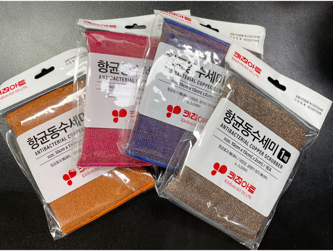 키친아트 항균 동수세미 구리수세미 색상랜덤, 1개, 1개입