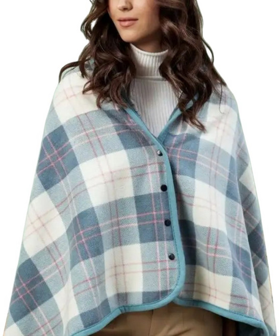 다로엘 극세사 망토 똑딱이 무릎 담요 블랭킷, 포그 민트 체크, 1개