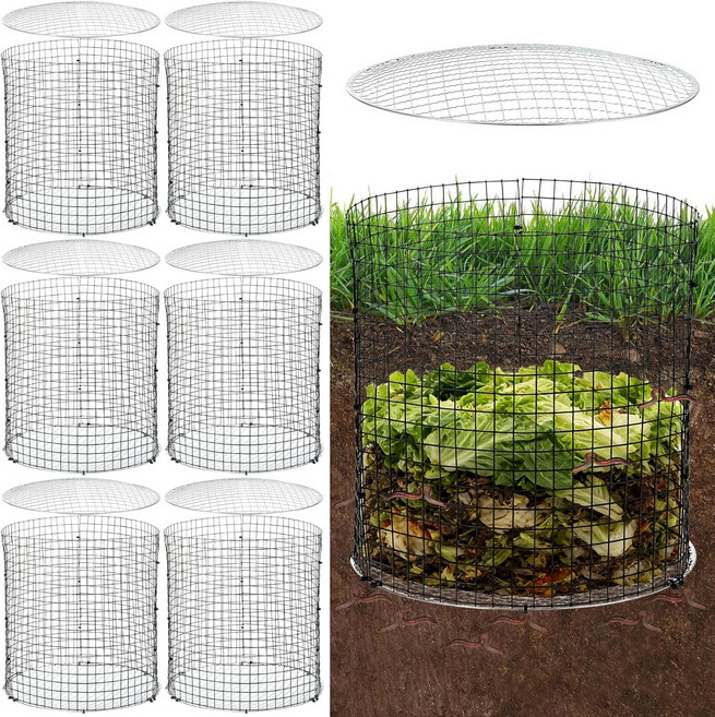HFYZZ 6PCS 지하 벌레 퇴비통 정원 침대용 11.8x11.8인치 야외 금속 분리형 버미 주방 음식물 쓰레기 재활용