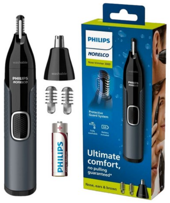 필립스 노렐코 3000 코털제거기 방수 보호 시스템 눈썹 귀털 트리머, NT3600, BLACK