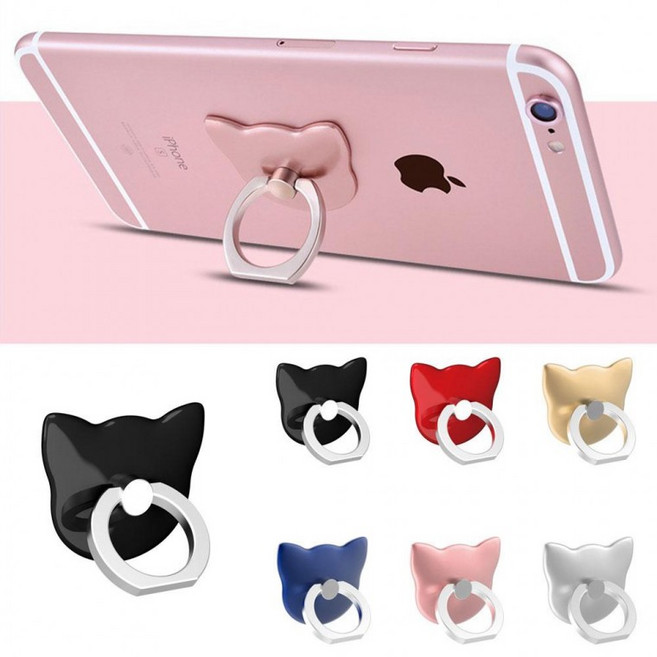 핸드폰 거치대 휴대폰 스마트 고리링 캐릭터고리링 고양이캐릭터 핑거 폰고리링 톡, 랜덤발송, 1개, 랜덤발송
