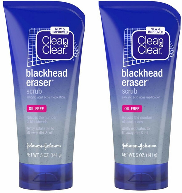 Clean & Clear Blackhead Eraser Scrub 클린앤클리어 블랙헤드 이레이저 스크럽 5oz(141g) 2팩, 141g, 1개