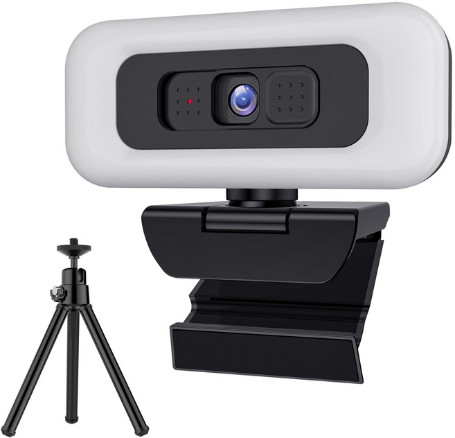 RUNDX 4K 웹캠 마이크내장 방송용 수업용 화상카메라 + 삼각대 세트, 블랙, 1개
